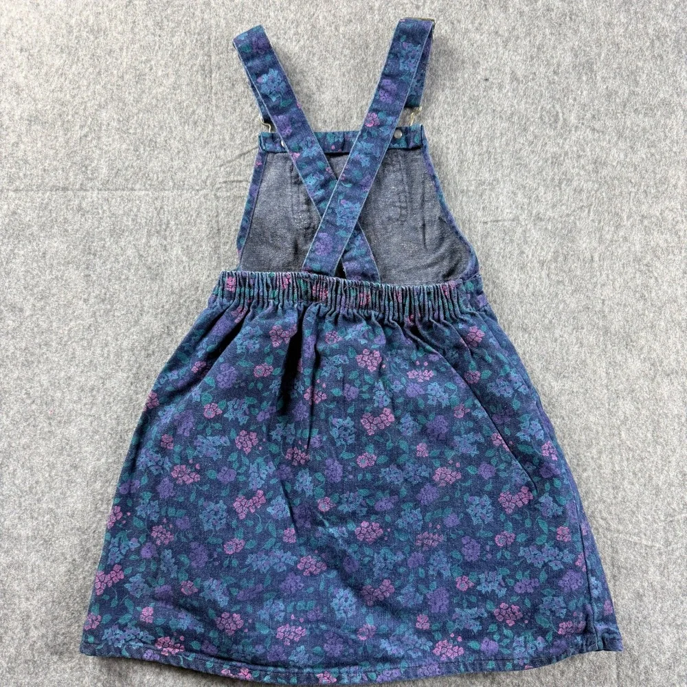 Vintage OshKosh Bgosh Girls 6 Months Floral Jumper Dress Blue Purple‎ 90s